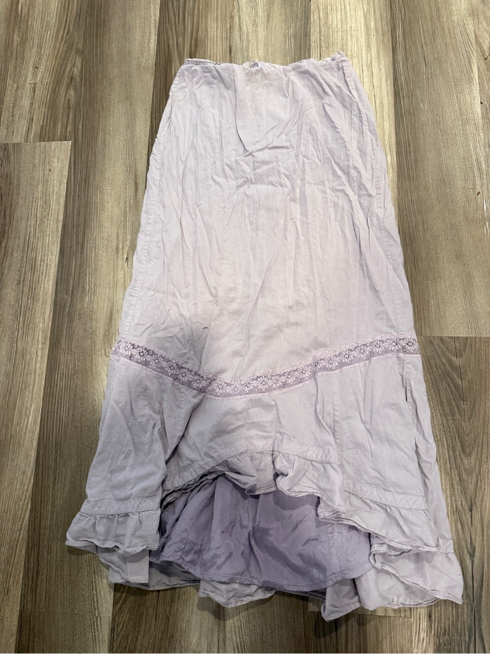 Noa Noa Basic Voile Cotton Lace Trim Tiered maxi Skirt purple small